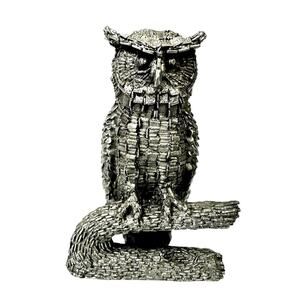 Honeywell Hudson RS Pewter Snow Barn Owl Computer Chip Figurine 3" Paperweight